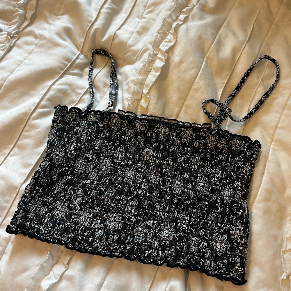 Floral ribbed crop top